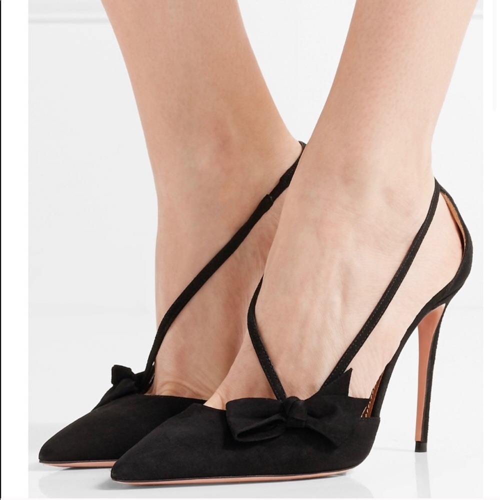 Aquazzura black pointed toe pumps